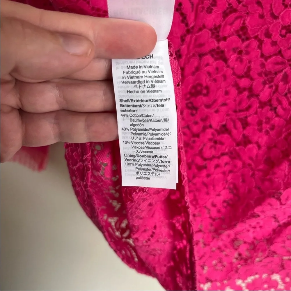J. Crew Lace Top with Tulle Ruffle Keyhole Button Closure Pink Size XS